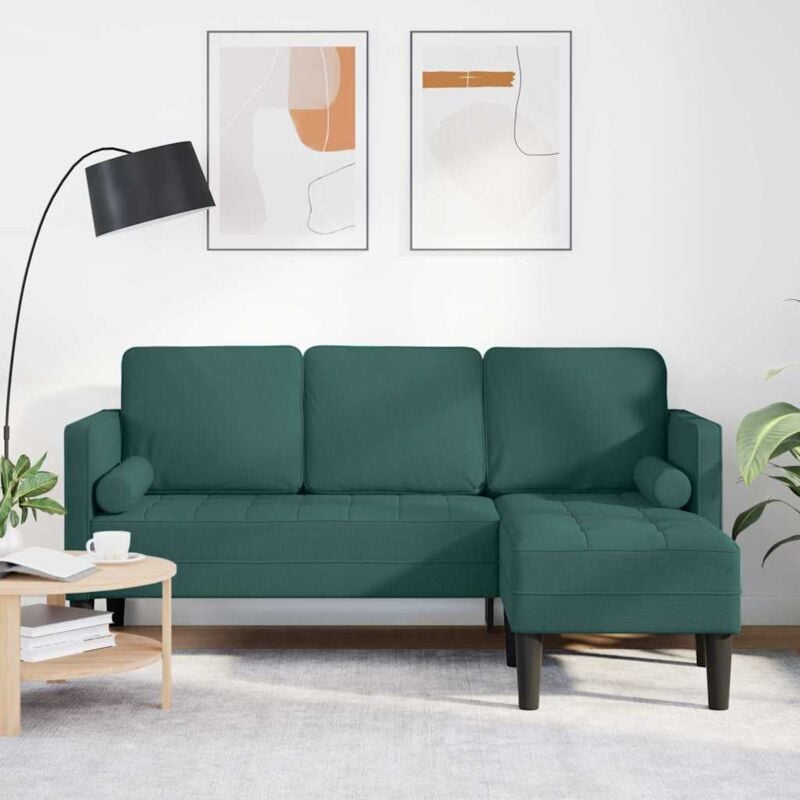 foto del prodotto divano angolare 3 posti vidaxl verde scuro 160 cm in tessuto