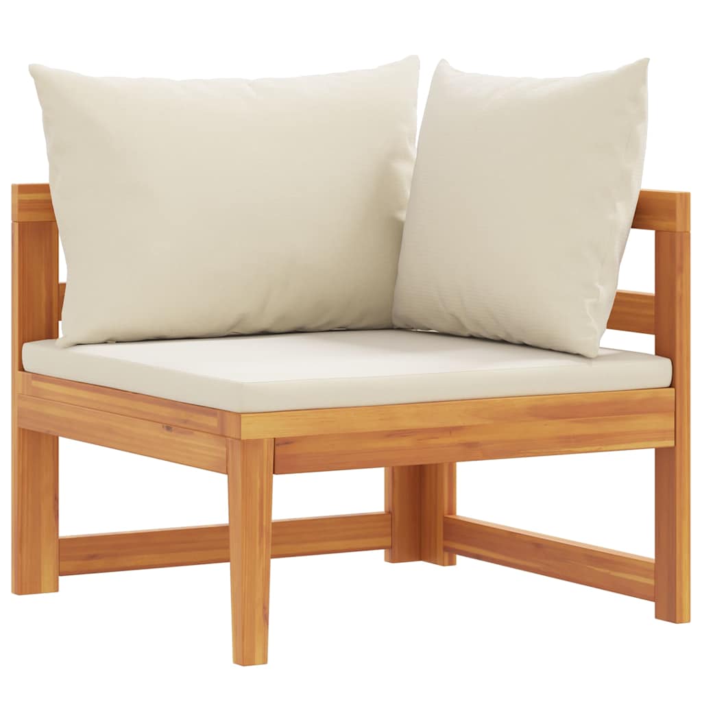 foto del prodotto divano angolare con cuscini bianco crema in massello di acacia cod mxl 59184