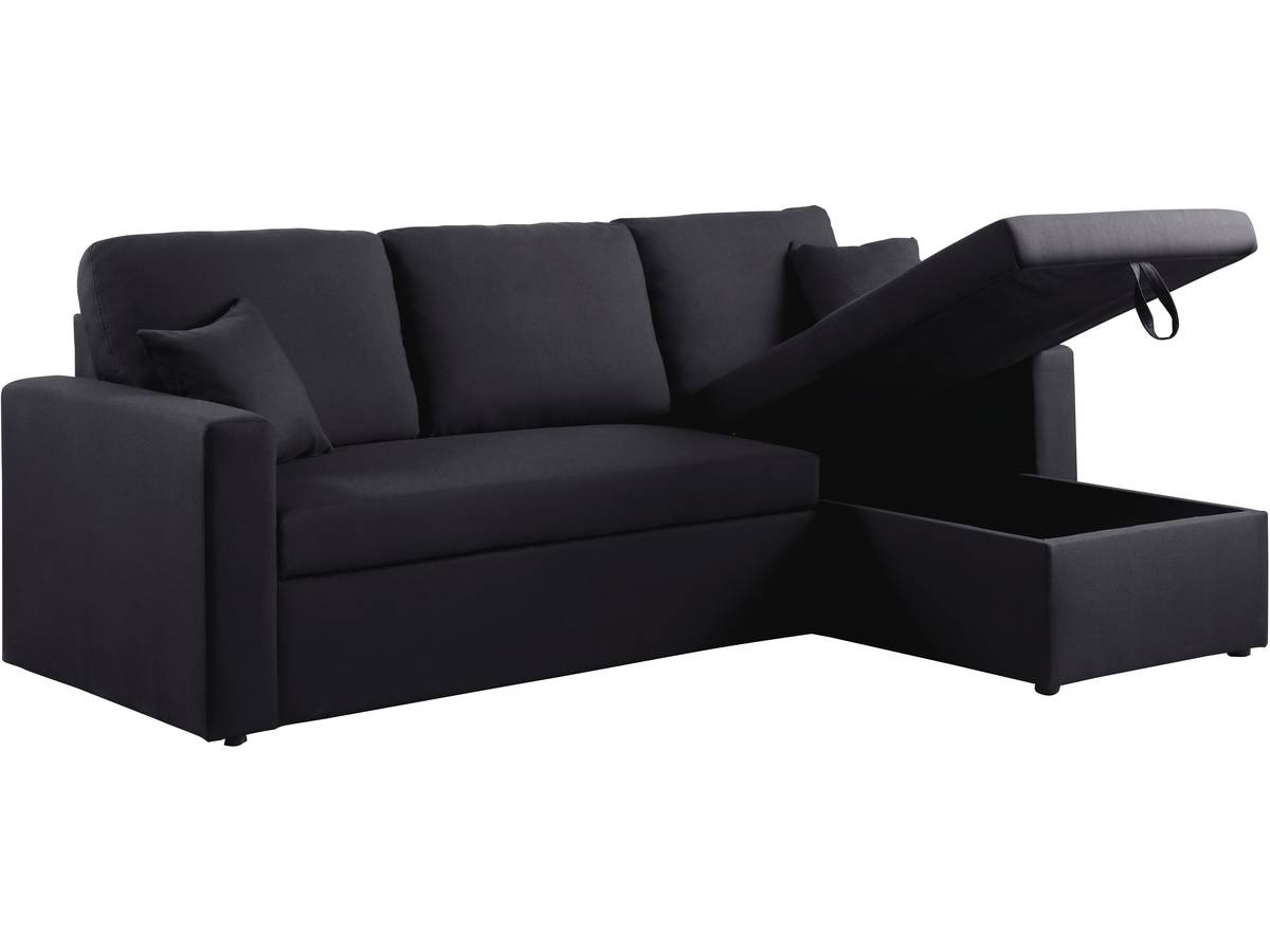 foto del prodotto divano angolare convertibile alain 221 x 145 x 85 cm 3 posti nero