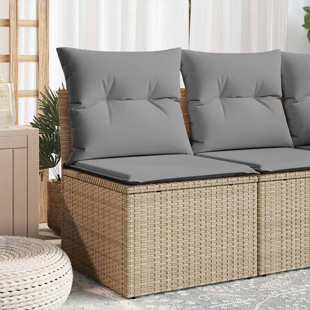 foto del prodotto divano angolare da giardino con cuscini beige in polyrattan
