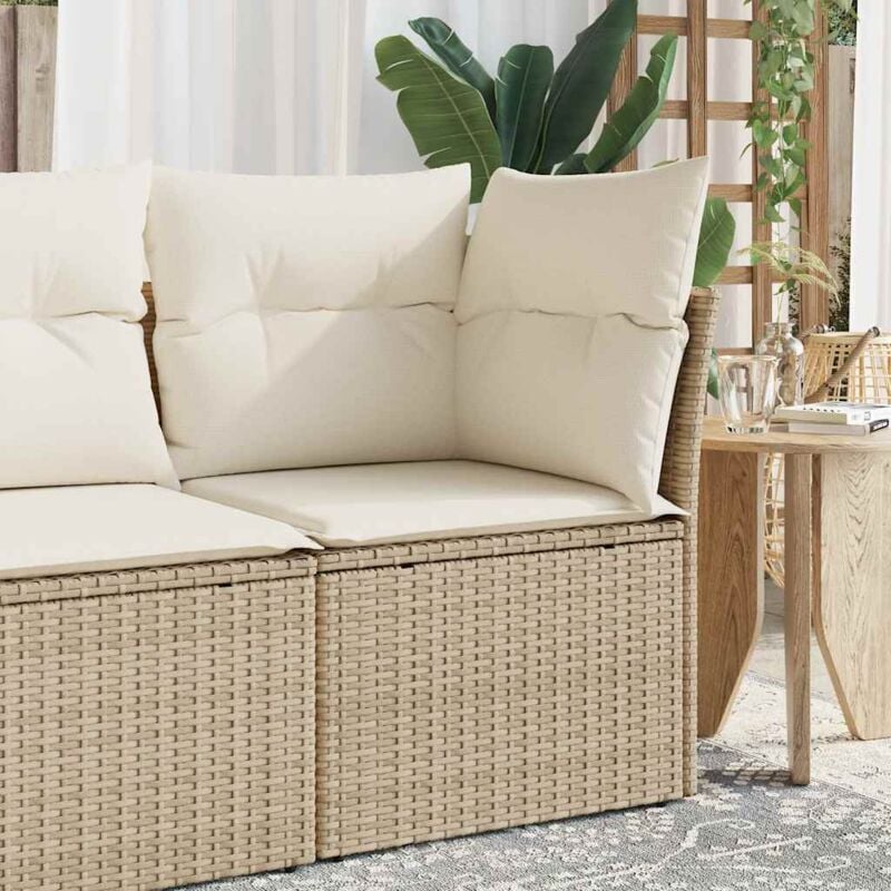 foto del prodotto divano angolare da giardino con cuscini beige in polyrattan vidaxl