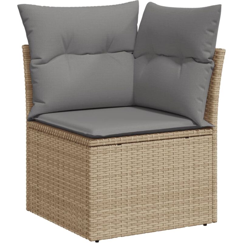 foto del prodotto divano angolare da giardino con cuscini beige in polyrattan vidaxl