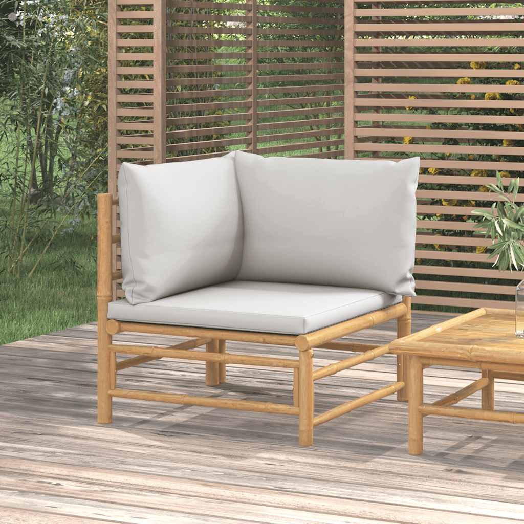 foto del prodotto divano angolare da giardino con cuscini grigio chiaro bamb cod mxl 70667