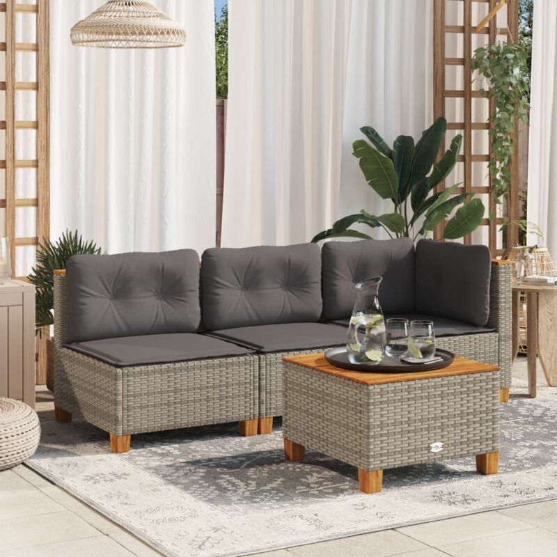 foto del prodotto divano angolare da giardino con cuscini grigio in polyrattan vidaxl 159457