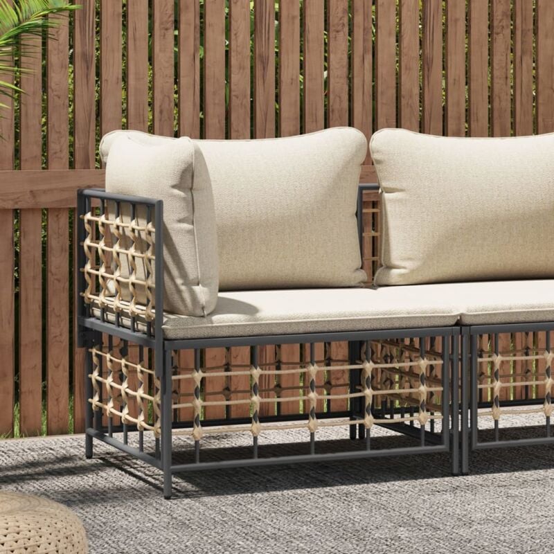 foto del prodotto divano angolare da giardino con cuscini in polyrattan beige vidaxl