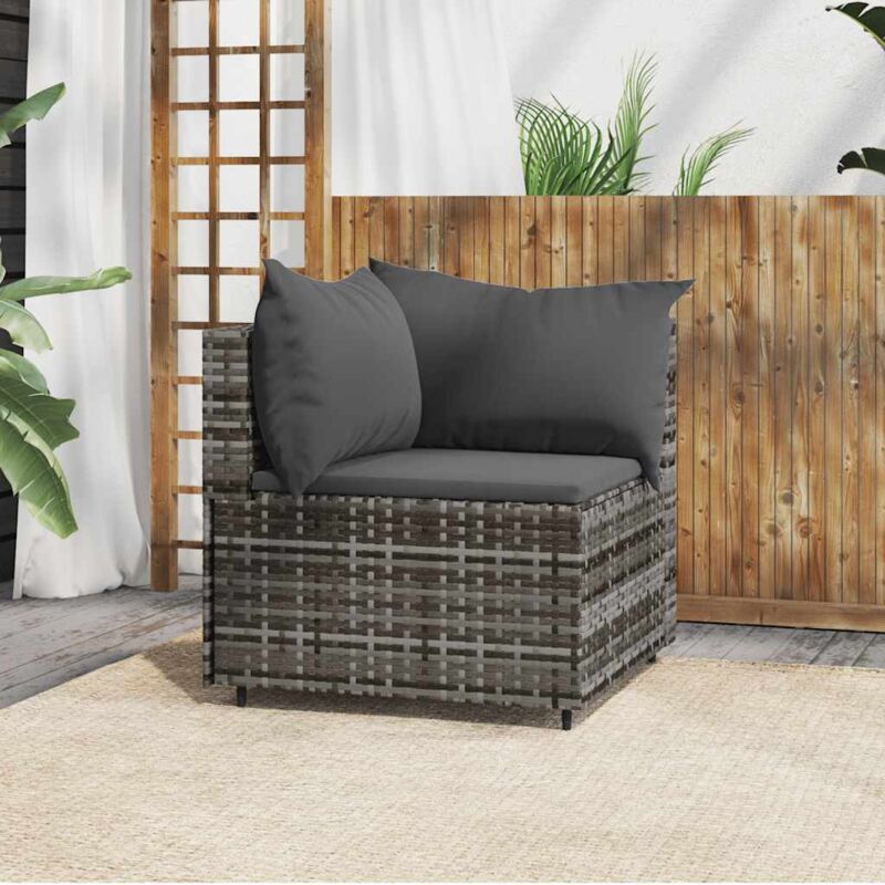 foto del prodotto divano angolare da giardino con cuscini in polyrattan grigio vidaxl