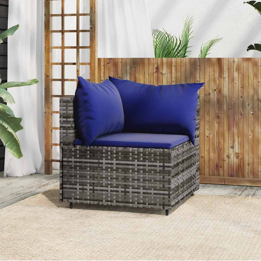 foto del prodotto divano angolare da giardino con cuscini in polyrattan grigiocod mxl 70521