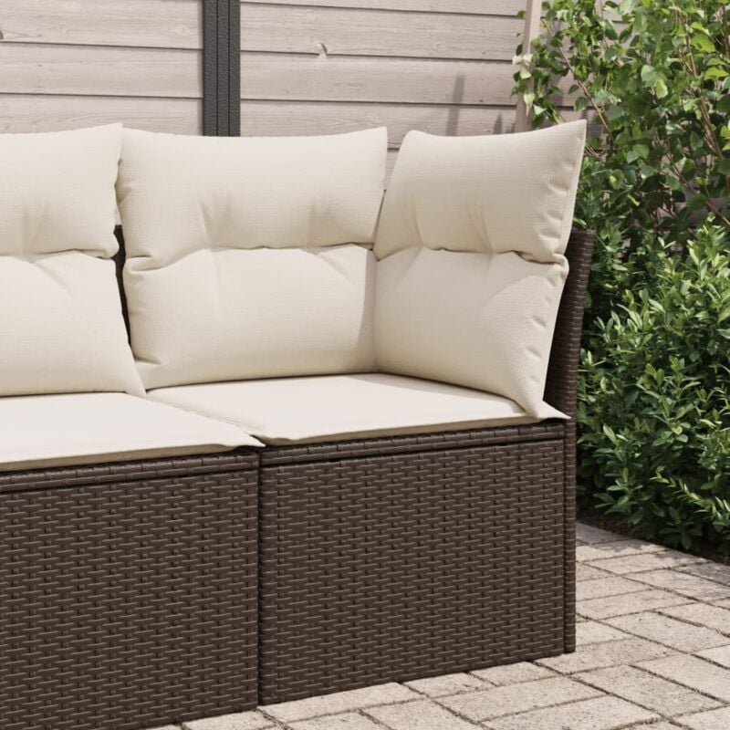 foto del prodotto divano angolare da giardino con cuscini in polyrattan marrone vidaxl