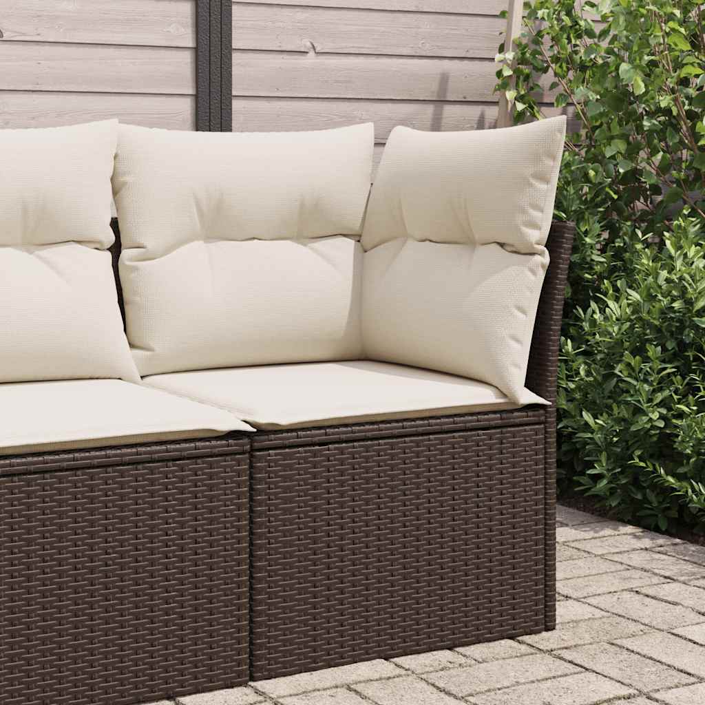foto del prodotto divano angolare da giardino con cuscini in polyrattan marronecod mxl 111731