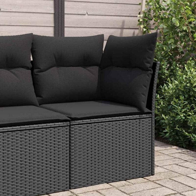 foto del prodotto divano angolare da giardino con cuscini nero in polyrattan vidaxl