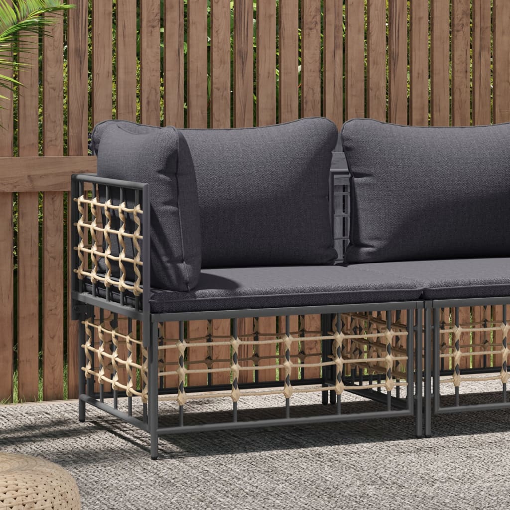 foto del prodotto divano angolare da giardino con cuscini polyrattan grigio scurocod mxl 94693