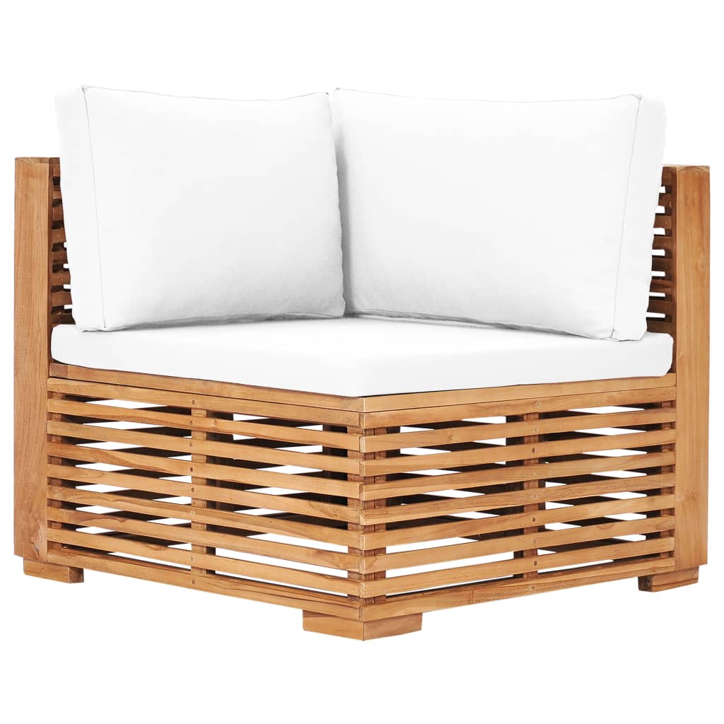 foto del prodotto divano angolare da giardino con cuscino crema massello di teak cod mxl 71891