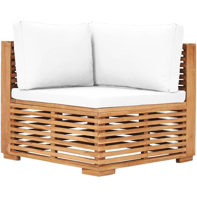 foto del prodotto divano angolare da giardino con cuscino crema massello di teak vidaxl