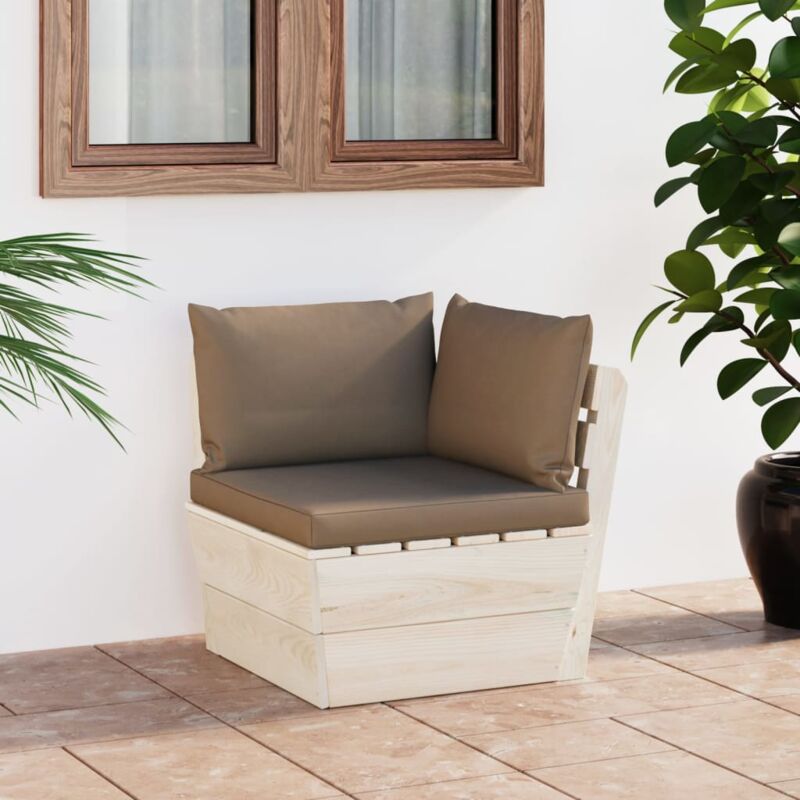 foto del prodotto divano angolare da giardino su pallet e cuscini legno di abete vidaxl 984559