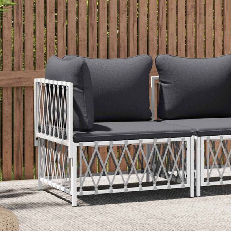 foto del prodotto divano angolare giardino con cuscini bianco tessuto intrecciato vidaxl