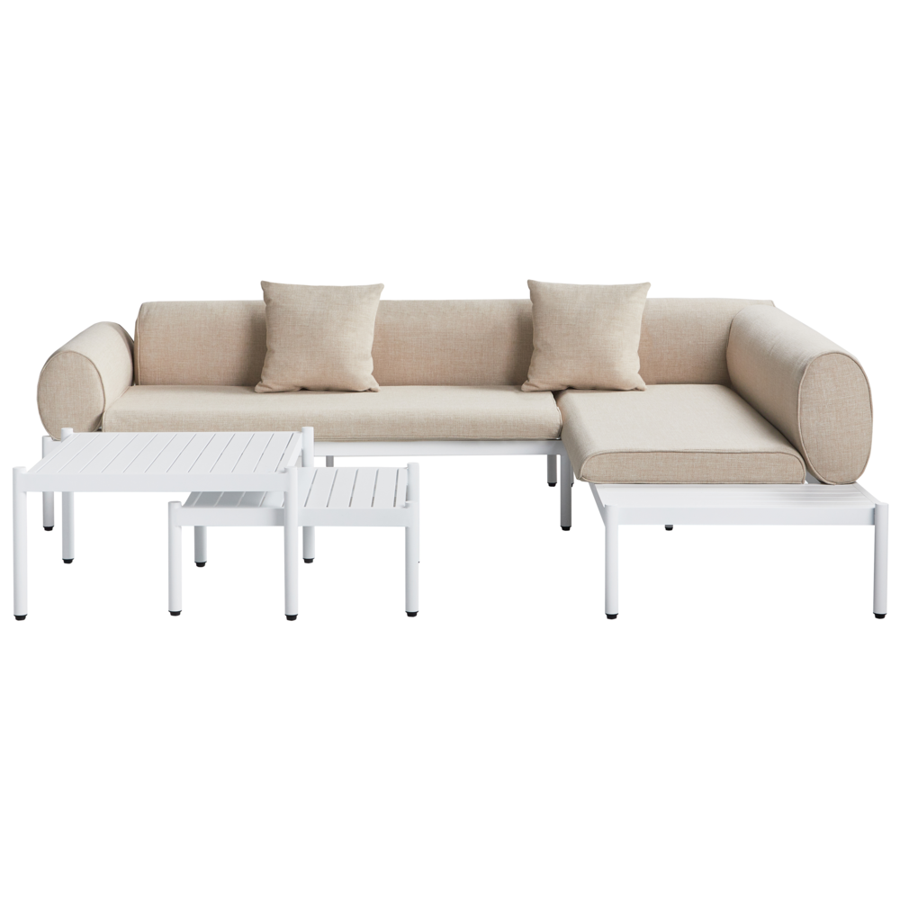 foto del prodotto divano angolare moderno per esterni 4 pezzi con tavolino e tavolino beige stile moderno