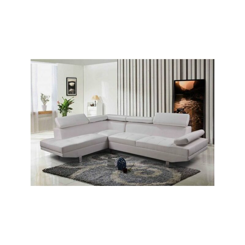 foto del prodotto divano angolare, pelle bianco moderno 270cm sicorage eldy sinistra