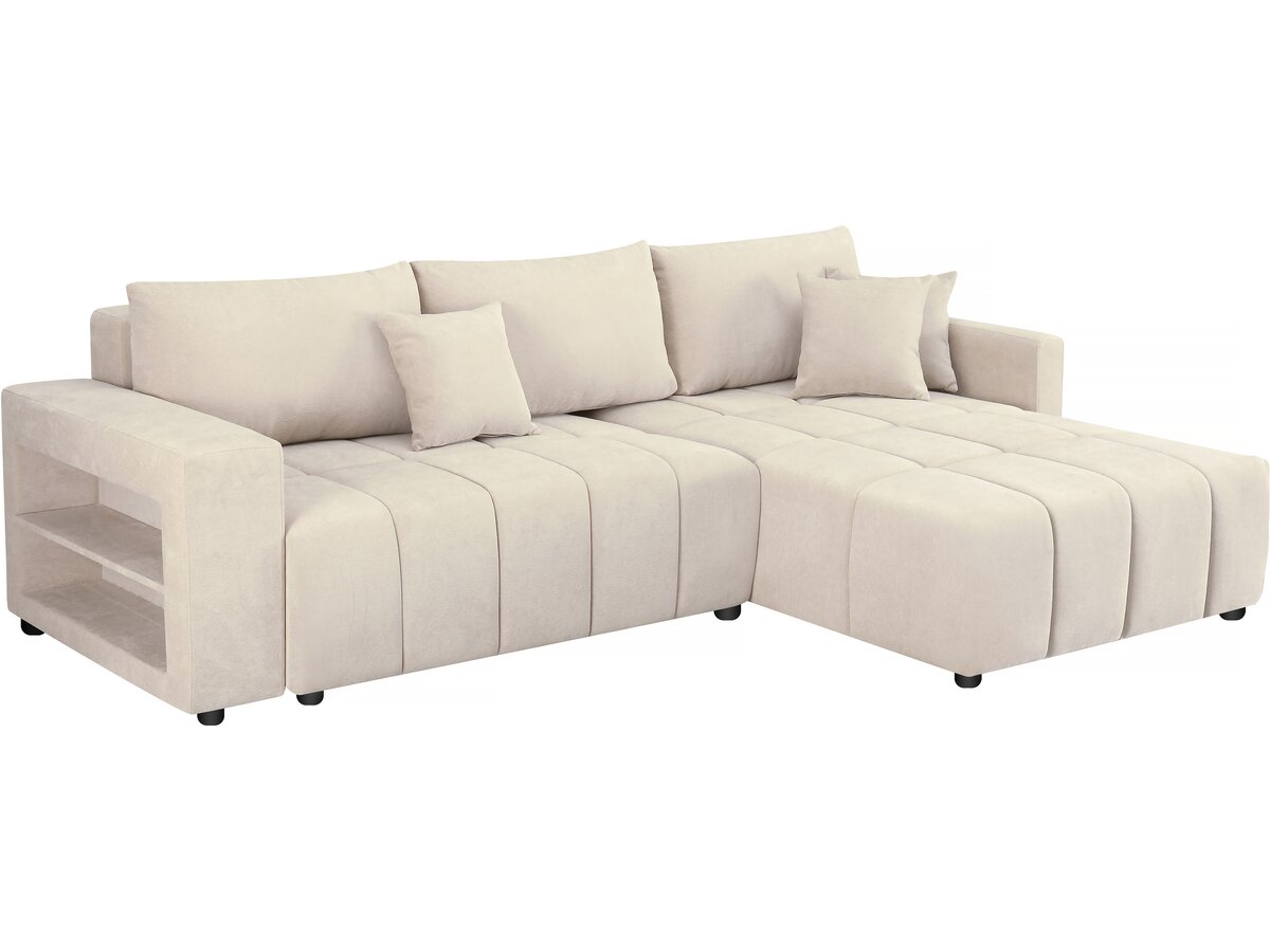 foto del prodotto divano angolare trasformabile in tessuto ciniglia a 3 posti quot trocadero quot beige