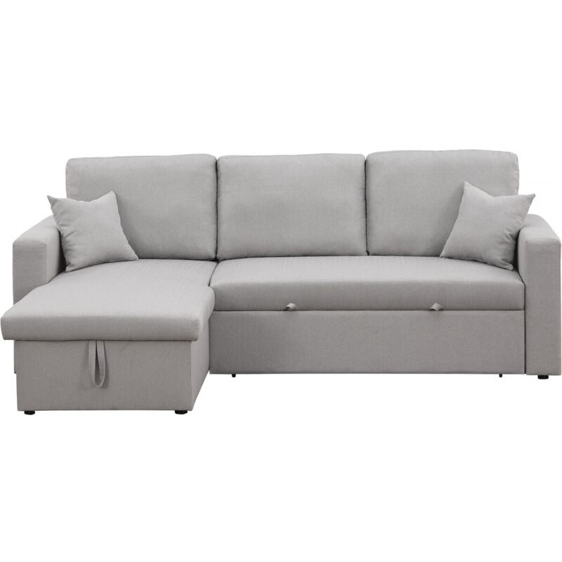 foto del prodotto divano angolare trasformabile reversibile con contenitore alain 3 posti grigio chiaro