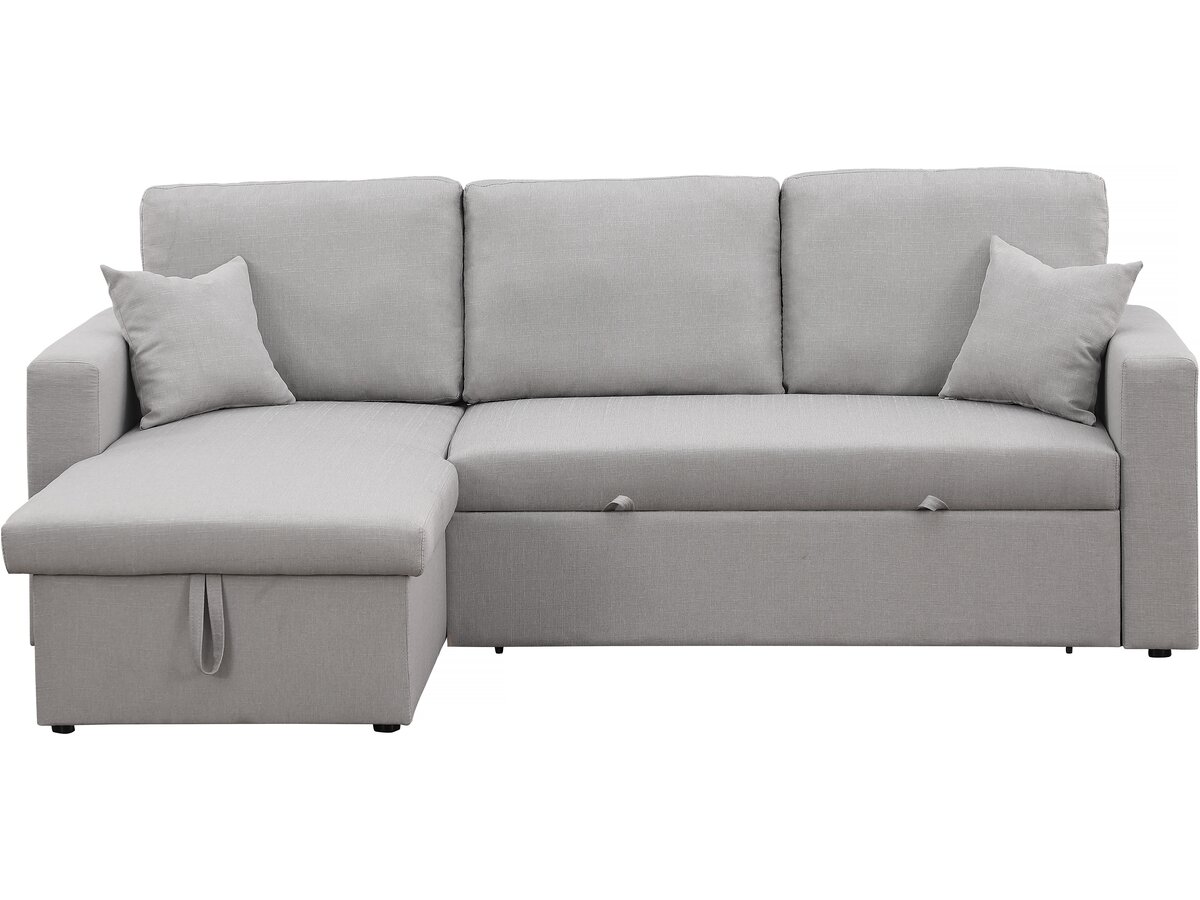 foto del prodotto divano angolare trasformabile reversibile con contenitore quot alain quot 3 posti grigio chiaro
