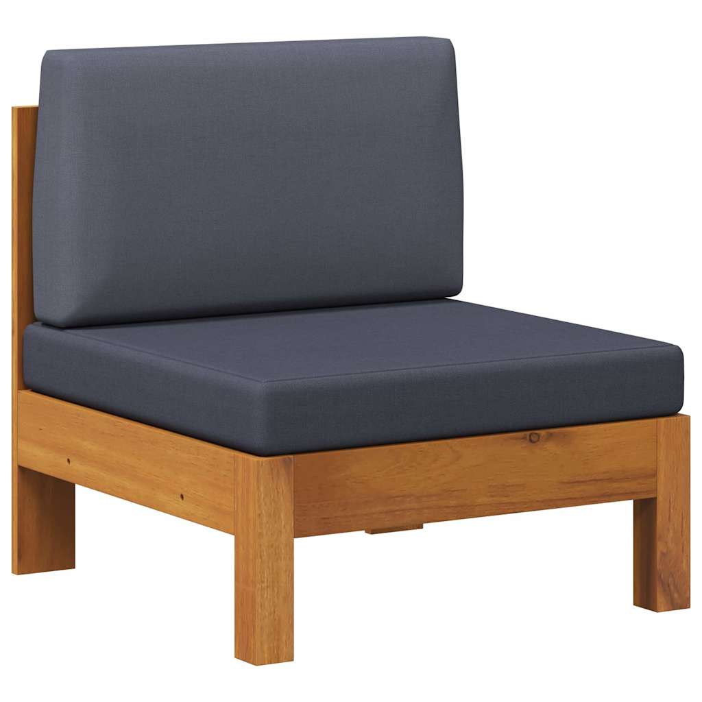 foto del prodotto divano centrale con cuscini grigio scuro in massello di acacia cod mxl 73678