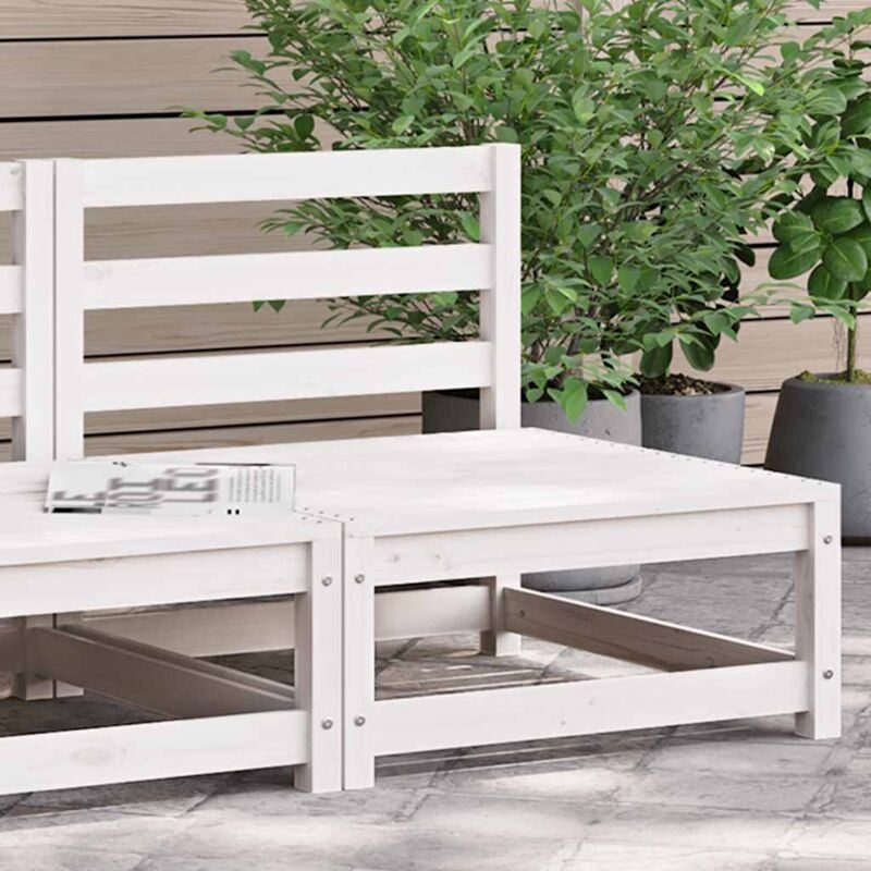 foto del prodotto divano centrale da giardino bianco in legno massello di pino