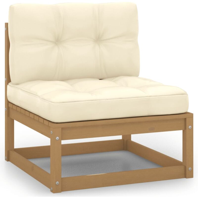 foto del prodotto divano centrale da giardino con cuscini crema massello di pinocod mxl 70738