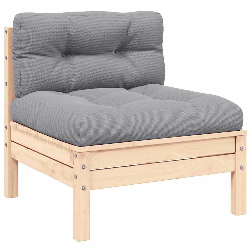 foto del prodotto divano centrale da giardino con cuscini grigio massello di pinocod mxl 70743