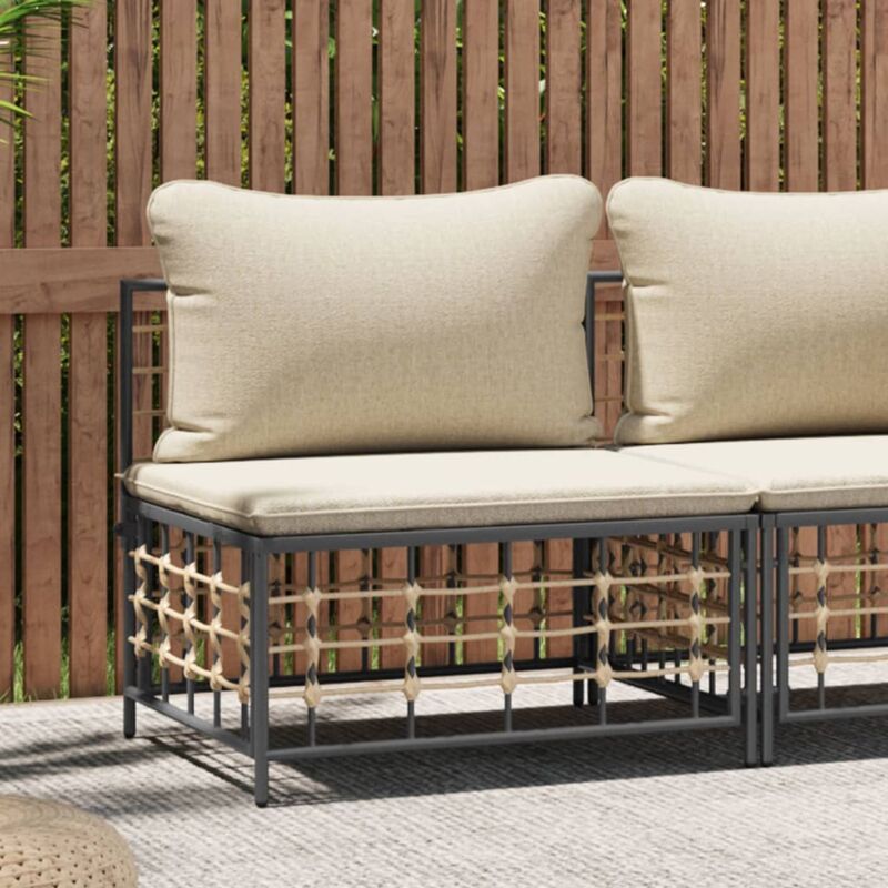 foto del prodotto divano centrale da giardino con cuscini in polyrattan beige vidaxl