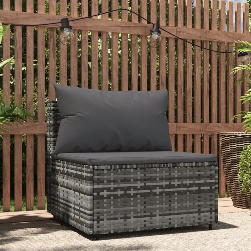 foto del prodotto divano centrale da giardino con cuscini in polyrattan grigio vidaxl