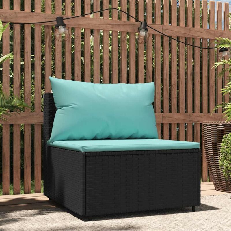 immagine 0 del prodotto divano centrale da giardino con cuscini in polyrattan nero vidaxl