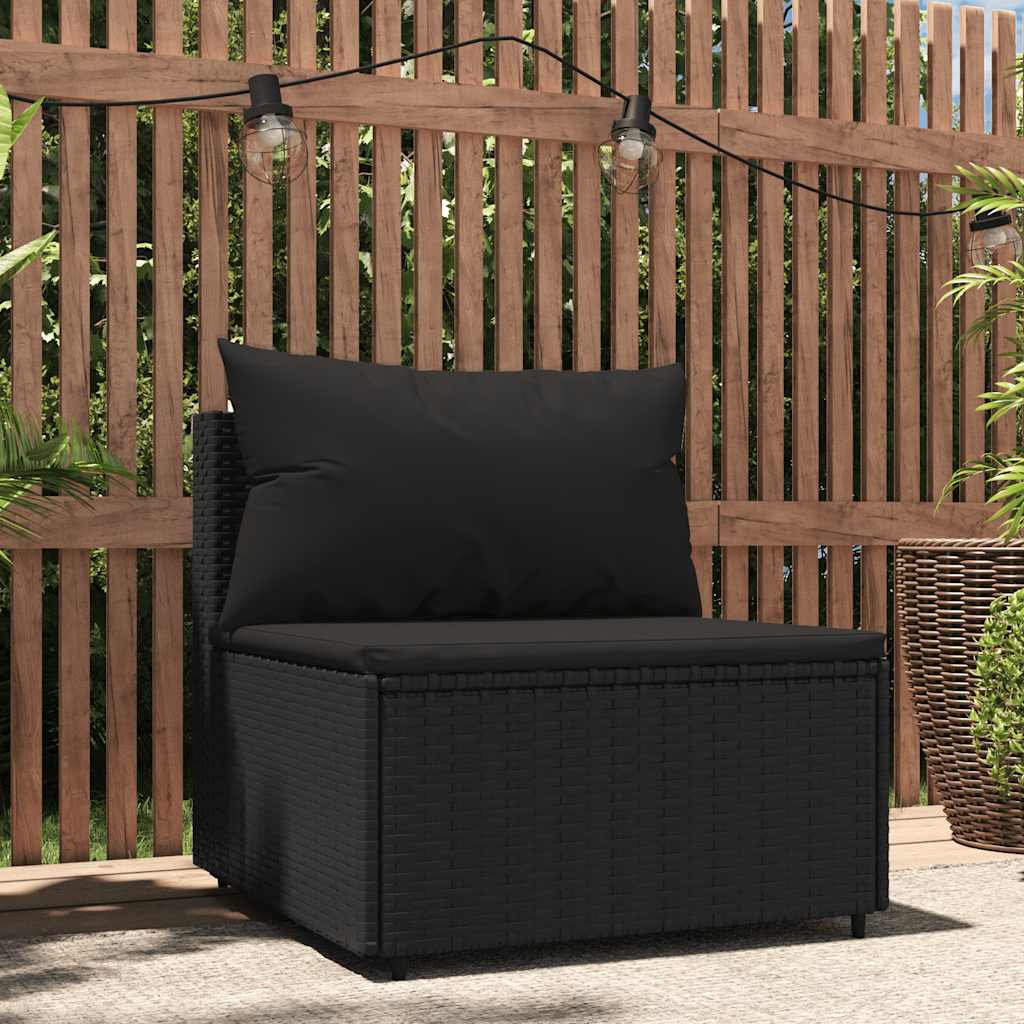 foto del prodotto divano centrale da giardino con cuscini in polyrattan nerocod mxl 70528