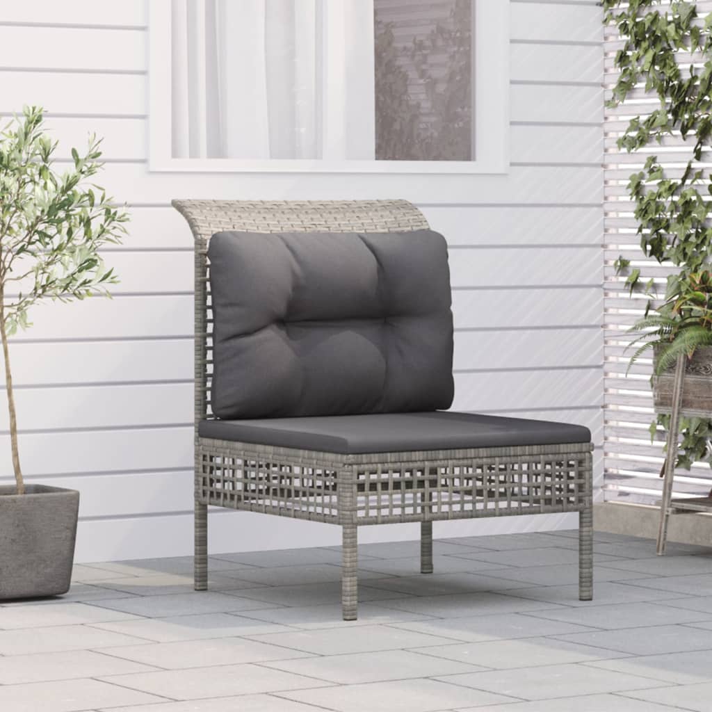 foto del prodotto divano centrale da giardino con cuscino in polyrattan grigiocod mxl 119396