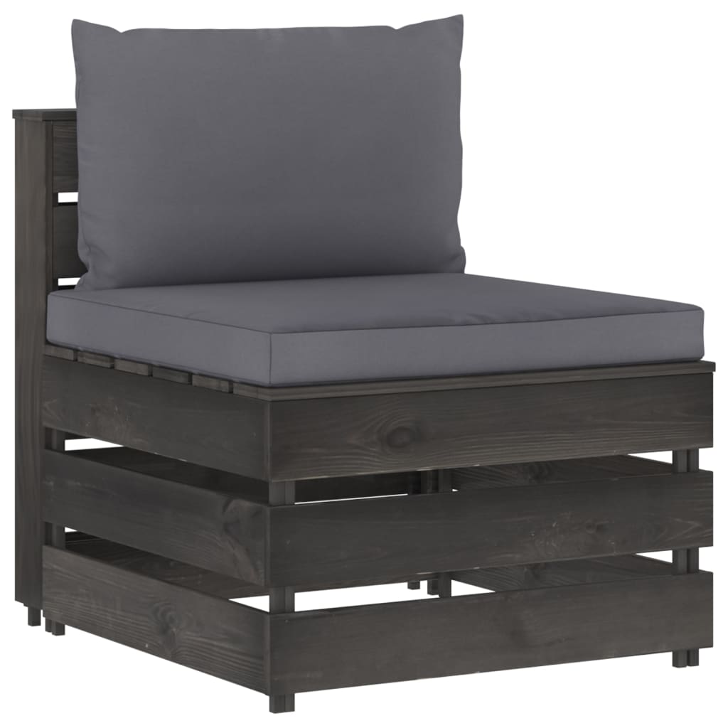 foto del prodotto divano centrale modulare con cuscini in legno impregnato grigio cod mxl 75042