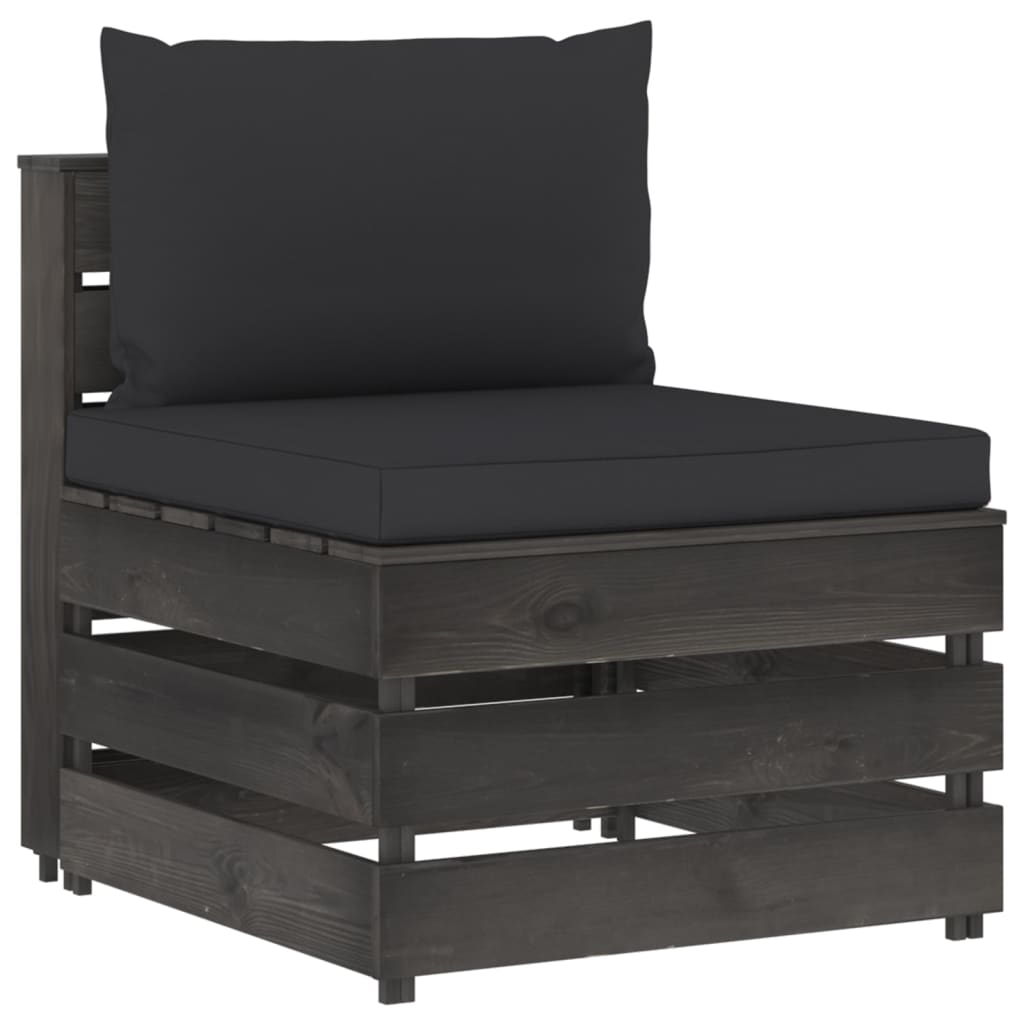 foto del prodotto divano centrale modulare con cuscini in legno impregnato grigio cod mxl 75355