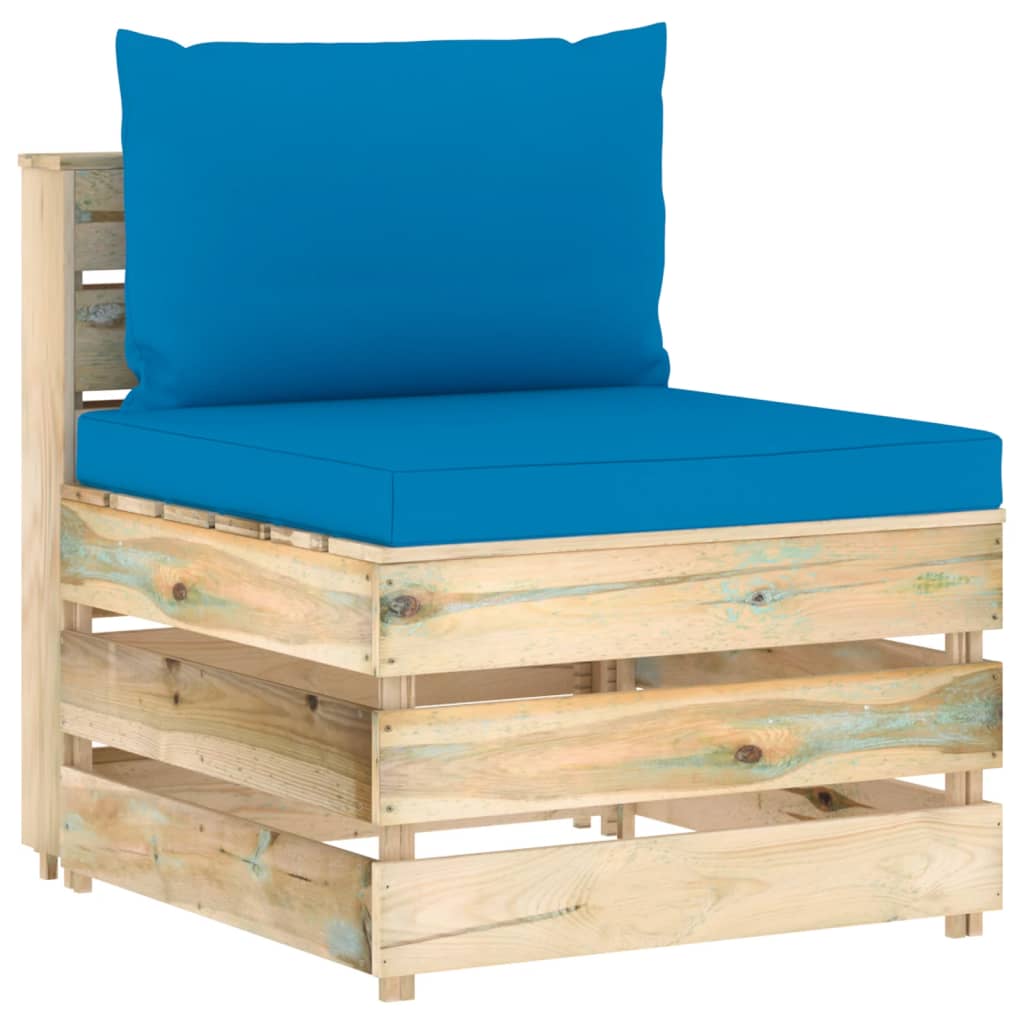 foto del prodotto divano centrale modulare con cuscini in legno impregnato verde cod mxl 78672