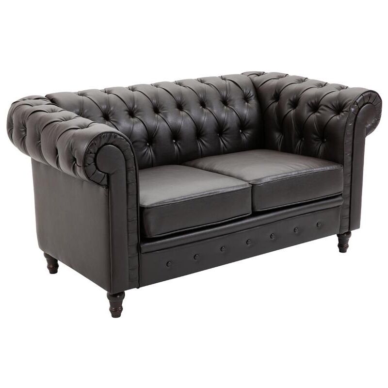 foto del prodotto divano chesterfield 2 posti trapuntato in ecopelle 160 x 84 x 80 cm marrone