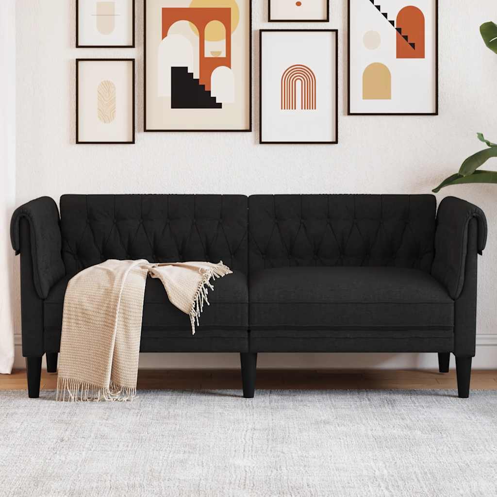 foto del prodotto divano chesterfield a 2 posti nero in tessutocod mxl 91624