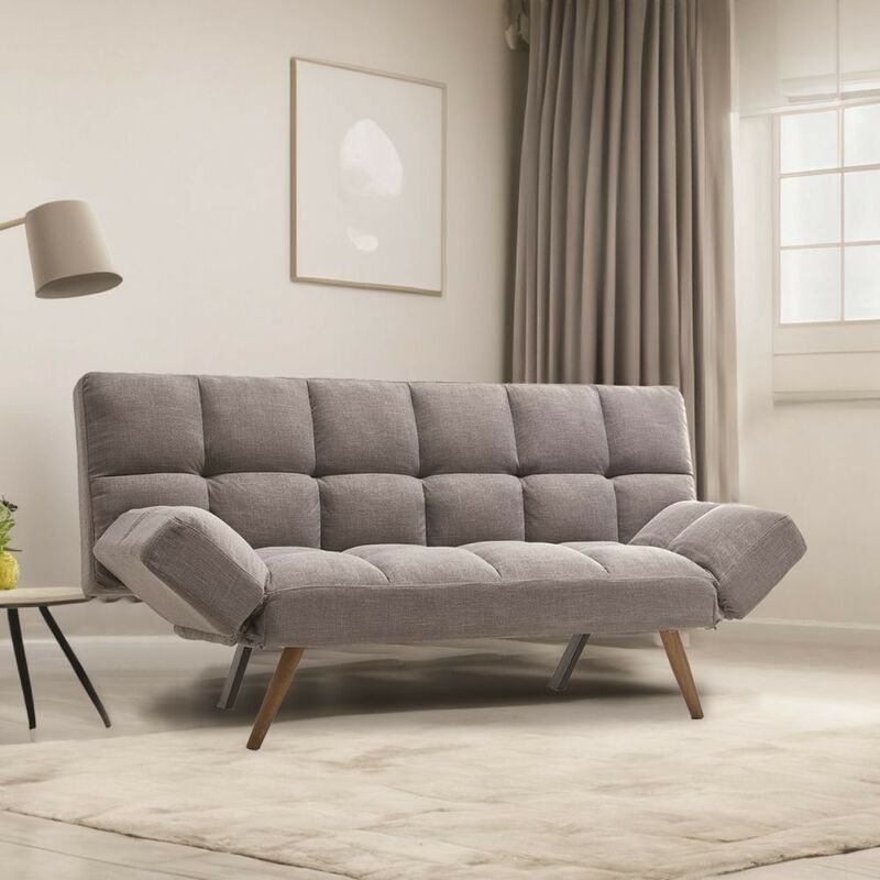 foto del prodotto divano con funzione letto e braccioli reclinabili dube 181x81x86h colore grigio