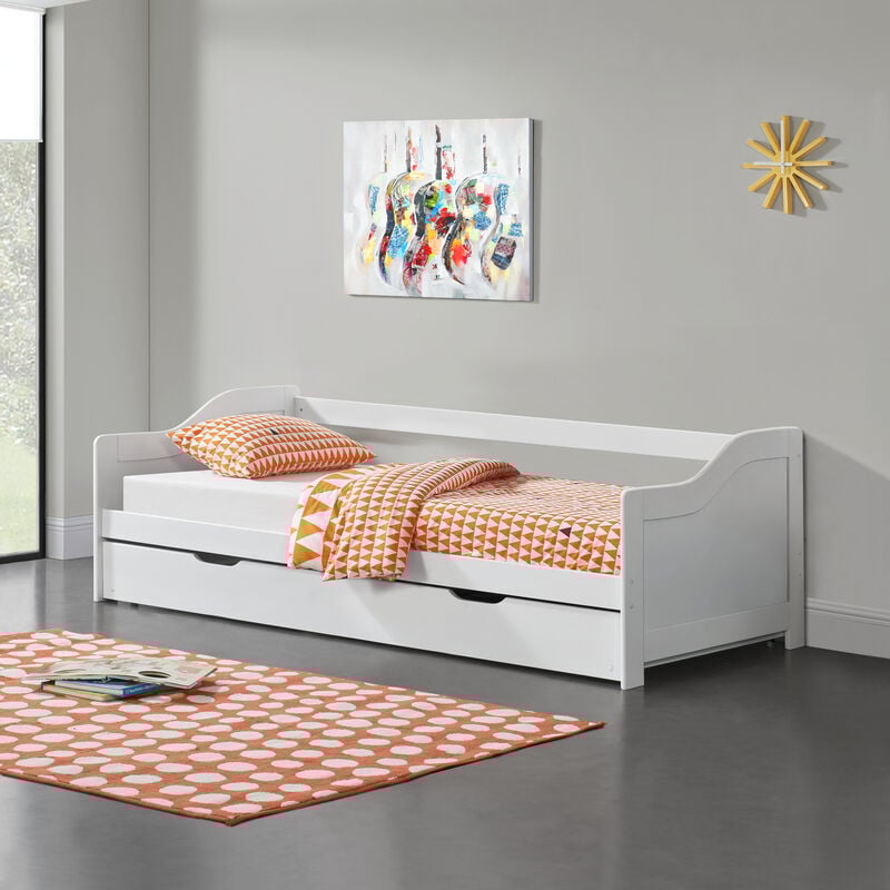 foto del prodotto divano con letto estraibile 90x200 cm bianco en.casa 