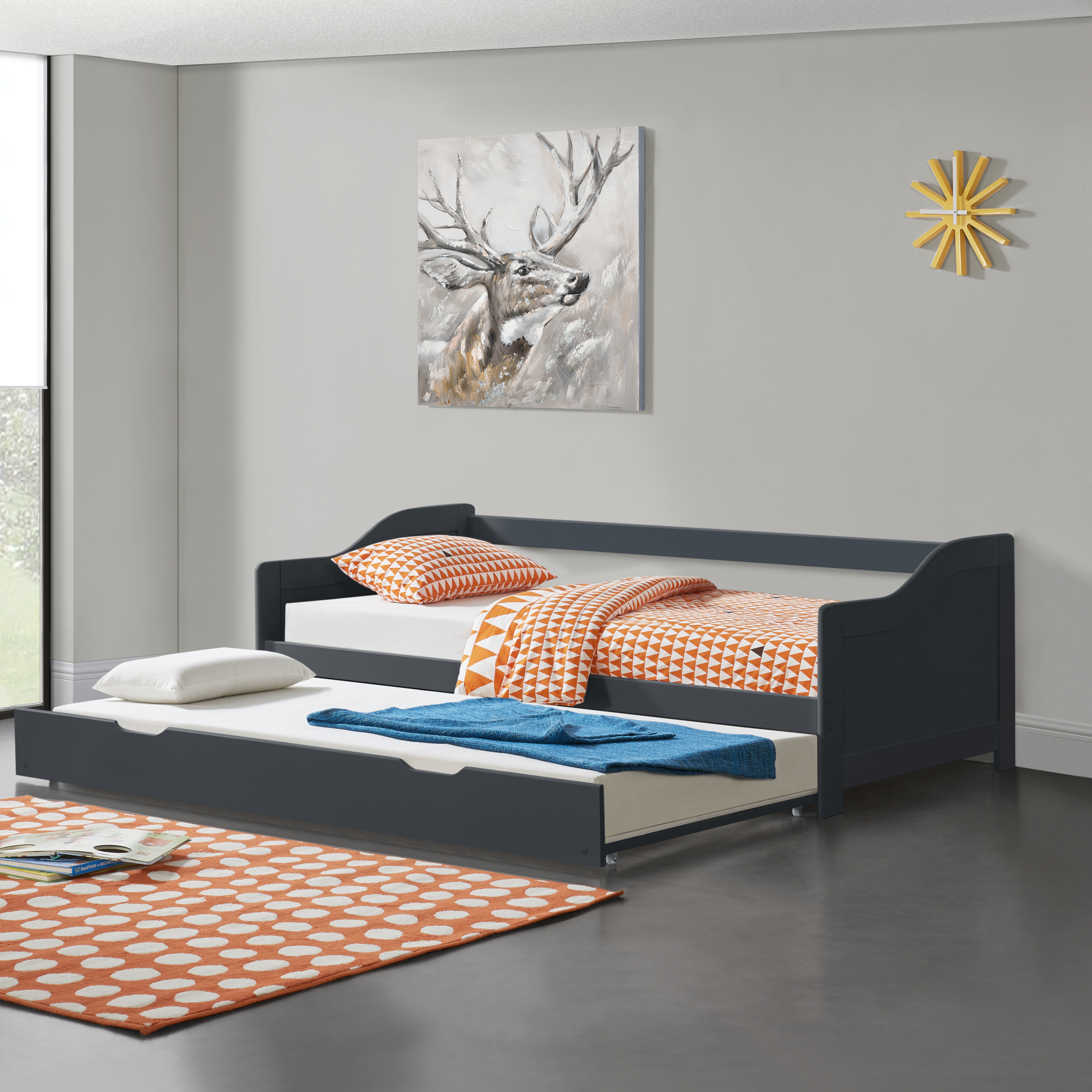 foto del prodotto divano con letto estraibile 90x200 cm grigio scuro en.casa 