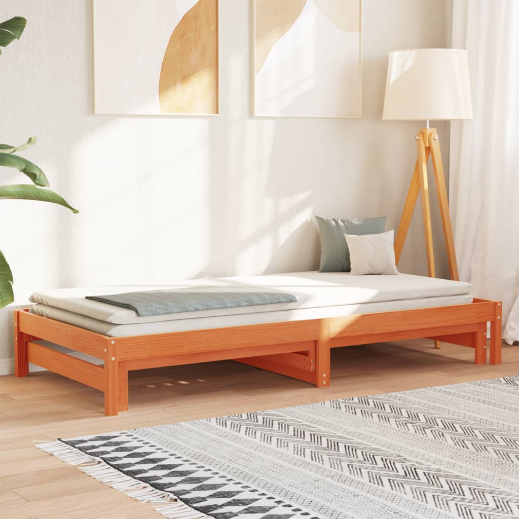 foto del prodotto divano con letto estraibile marrone cera 90x200cm massello pinocod mxl 89864