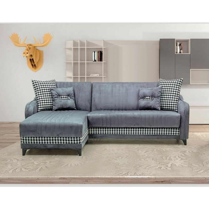 immagine 0 del prodotto divano con penisola contenitore reversibile 246x138x92 h laos colore grigio