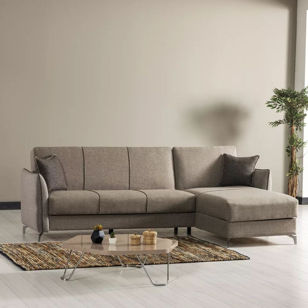 foto del prodotto divano con penisola reversibile fellis colore grigio chiaro