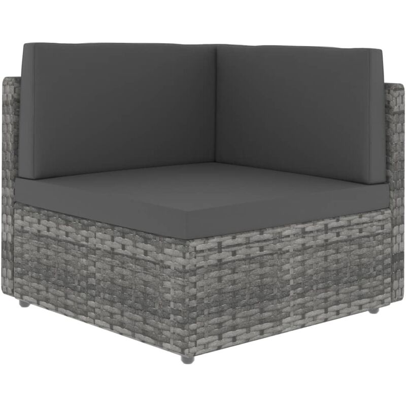 foto del prodotto divano da esterni angolare modulabile in polyrattan e cuscini vari colori colore grigio
