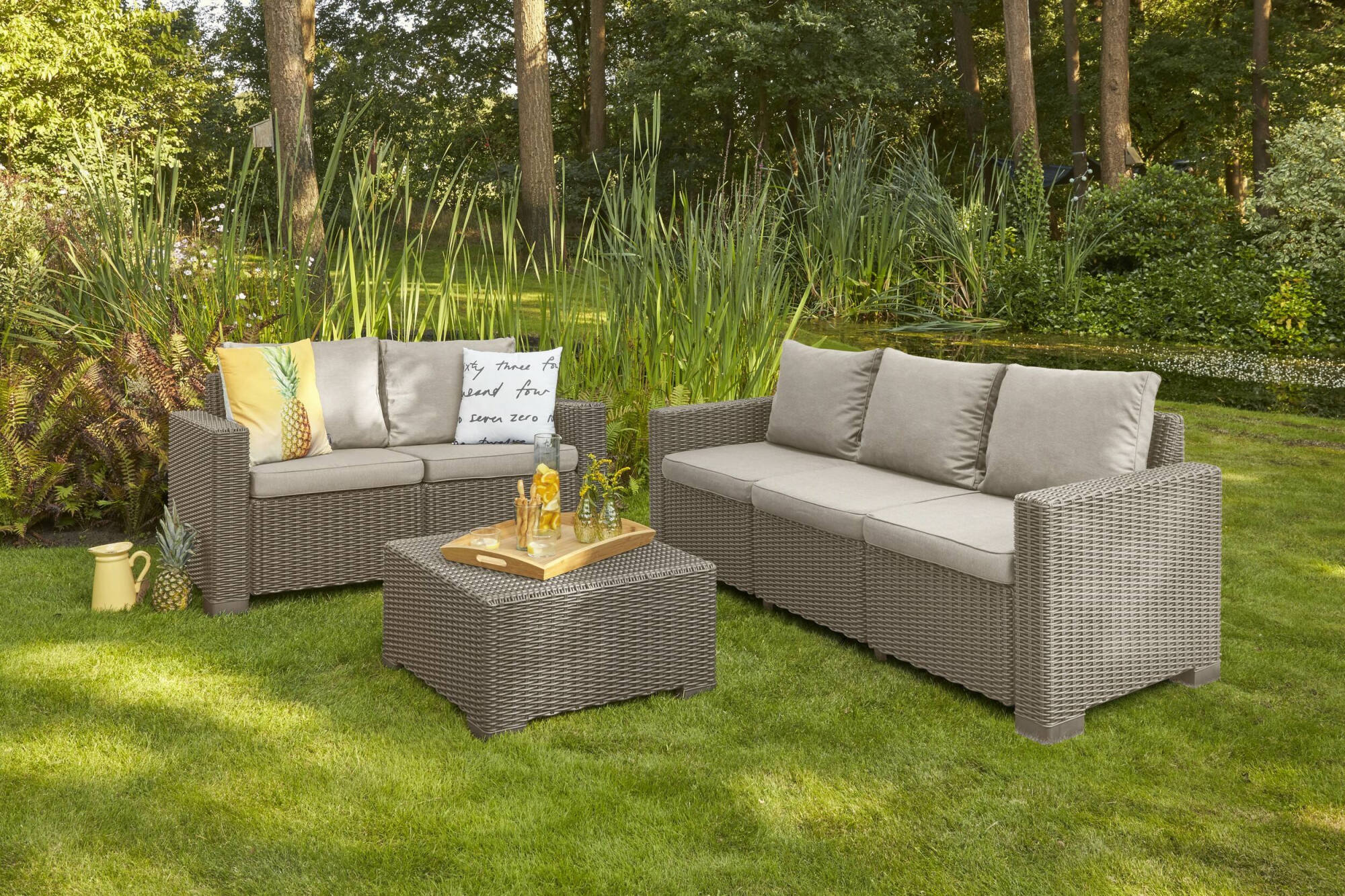 foto del prodotto divano da esterno melfort, sof da giardino, divanetto outdoor, divano per terrazzo, 198x68 h72 cm, tortora