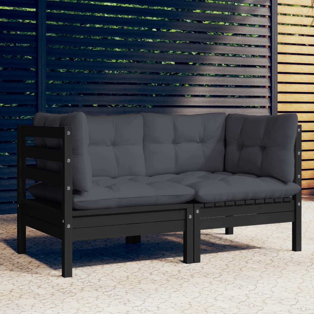 foto del prodotto divano da giardino 2 posti con cuscini antracite legno di pinocod mxl 121439