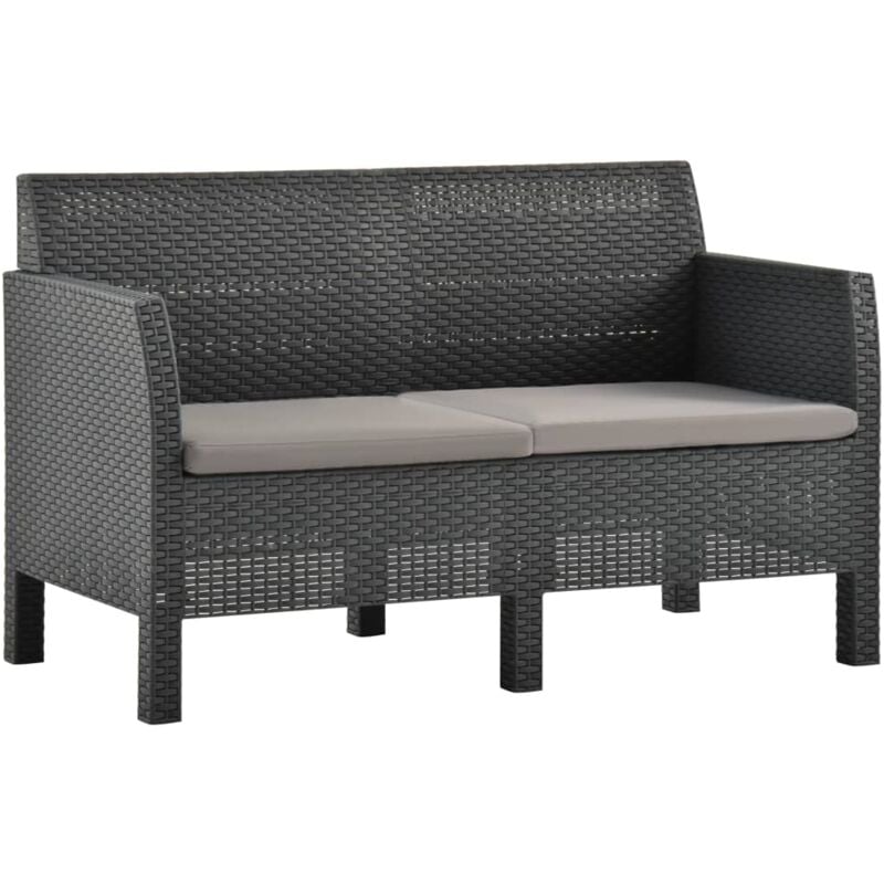 foto del prodotto divano da giardino 2 posti con cuscini in rattan pp antracite vidaxl