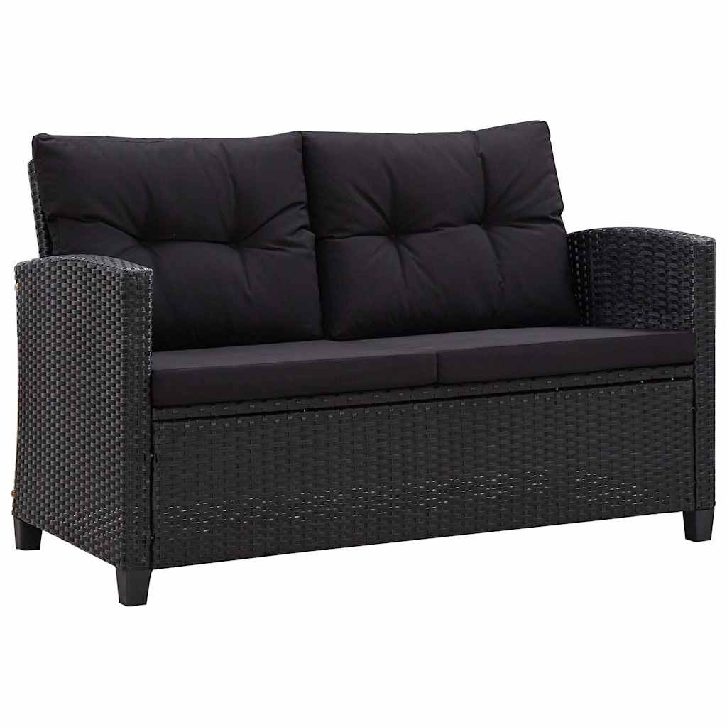 foto del prodotto divano da giardino 2 posti con cuscini nero 124 cm polyrattan cod mxl 78304