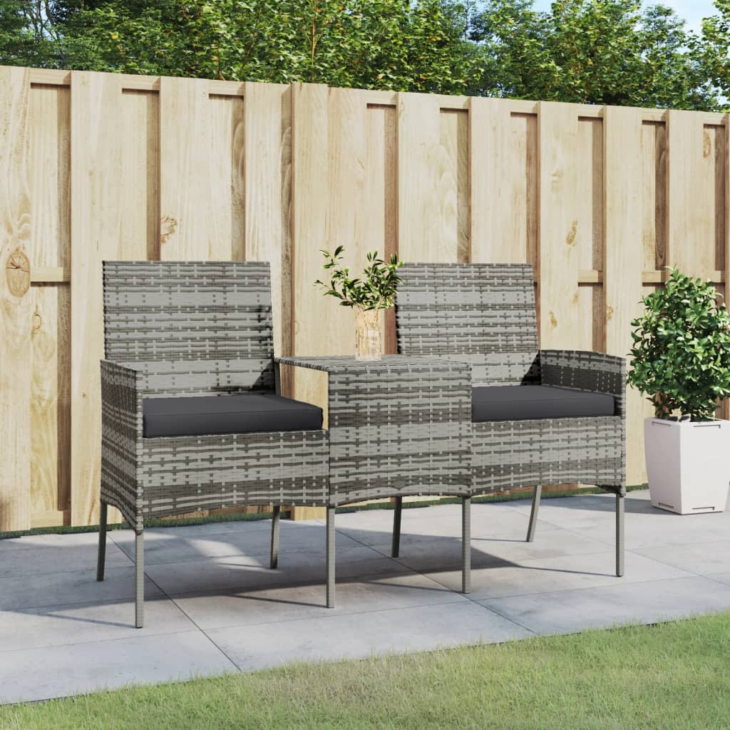 foto del prodotto divano da giardino 2 posti con tavolino in polyrattan antracite cod mxl 70764